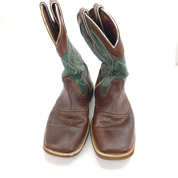 Durango Womens Emerald/Tan Leather Ultralite Saddle Cowboy Boots 6M - Picture 3 of 8